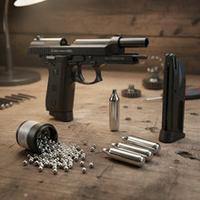 Cargar imagen en el visor de la galería, Kit Pistola Pt92 Kwc + Cargador + Balines + Co2 Blowback Geo