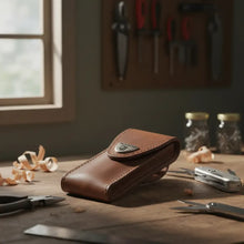 Cargar imagen en el visor de la galería, Estuche de Cuero Victorinox 4.0548 Café para Navajas de 111 mm