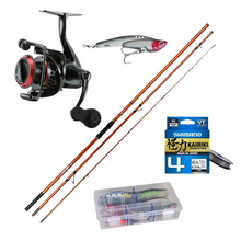 Cargar imagen en el visor de la galería, Caña Trio Rex Surf 3.6m+carrete Ceymar 55 +linea+chispa+caja