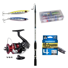 Cargar imagen en el visor de la galería, Caña SHIMANO Alivio Slim 3M y carrete Sienna 4000 +Linea+2chispa y caja pesca