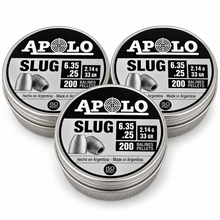 Cargar imagen en el visor de la galería, POSTONES APOLO SLUG 6,35 MM – PACK DE 3 LATAS, 600 UNIDADES