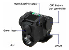 Cargar imagen en el visor de la galería, Mira Láser Verde Táctico +luz Led Linterna Rifle Pistola 20m