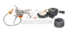 Cargar imagen en el visor de la galería, Kit Cocinilla Camping A Gas Manguera + Set Ollas Campsor 2p