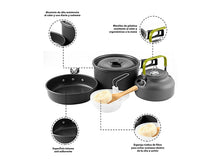 Cargar imagen en el visor de la galería, Set de Ollas y Tetera 2-3 prs Camping 9 pcs + Funda