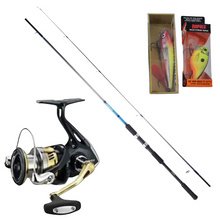 Cargar imagen en el visor de la galería, Kit Shimano Caña Vengeance 270XH+Carrete Sahara 4000+2Rapala