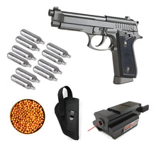 Cargar imagen en el visor de la galería, Kit Pistola Kwc Pt92 + Laser Rojo + Funda + 10 Co2 + 500 Bb
