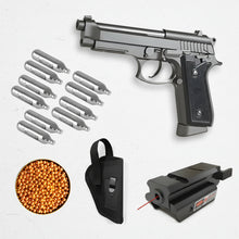 Cargar imagen en el visor de la galería, Kit Pistola Kwc Pt92 + Laser Rojo + Funda + 10 Co2 + 500 Bb
