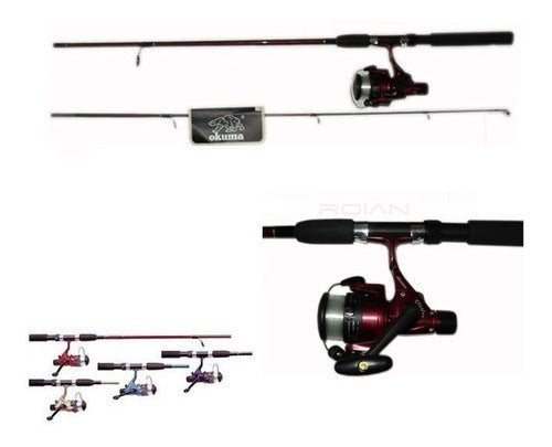 Set Caña Rio Lago Pescar Okuma + Carrete 1.80 Mts Geoutdoor