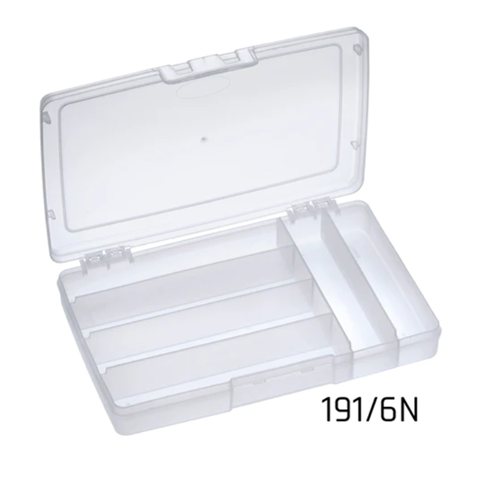 Caja de señuelos de pesca en blanco