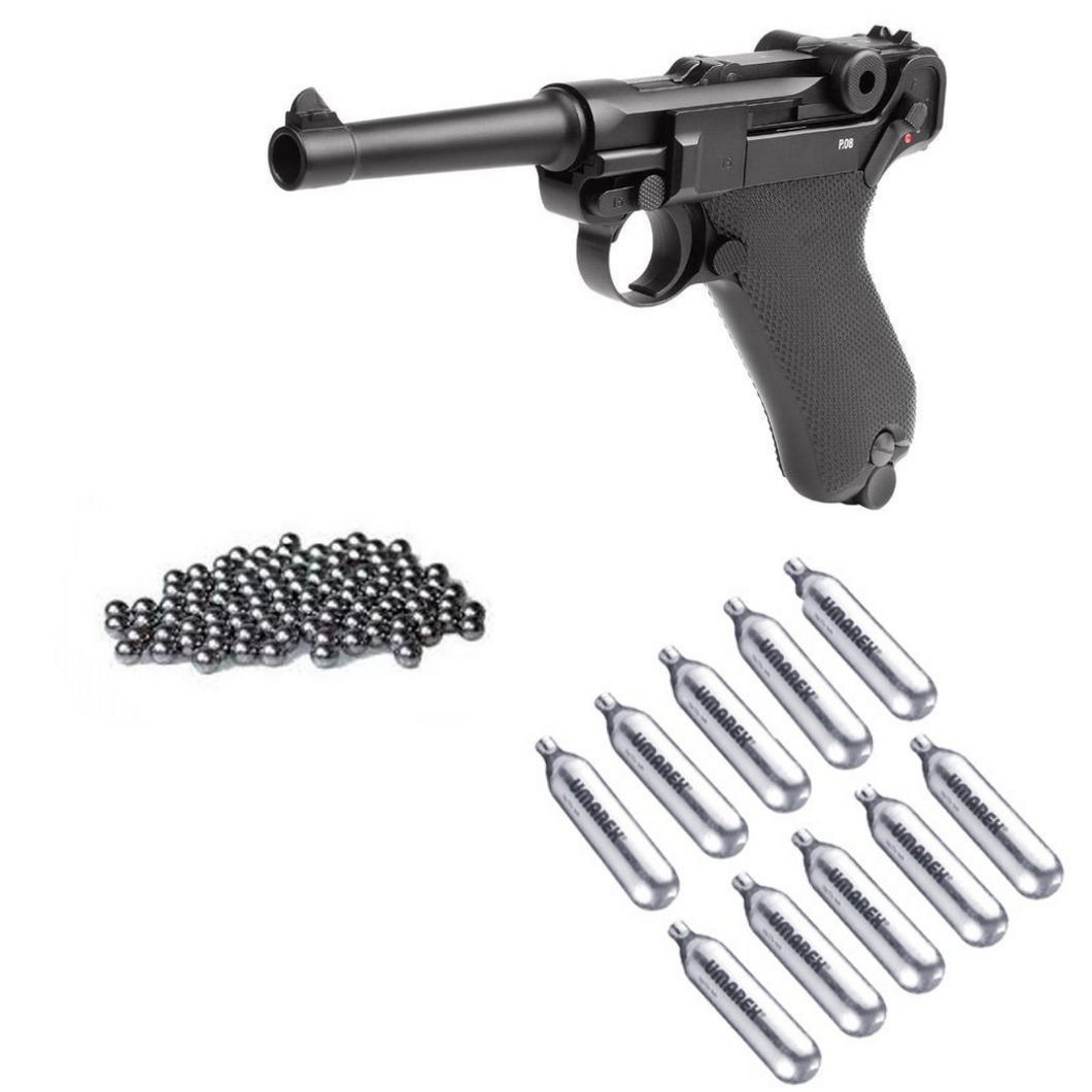 Pistola kwc Luger P08 Co2 Blowback 10 co2 + 500bb