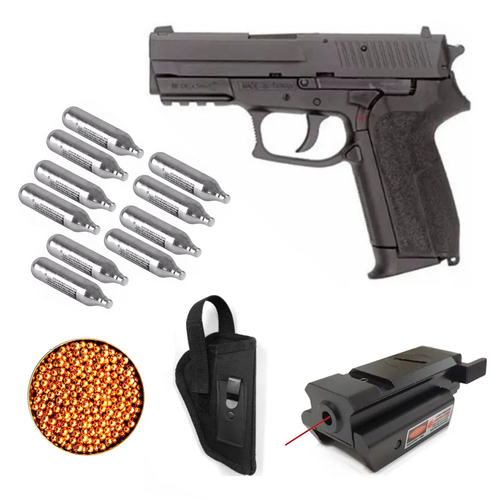 Kit Pistola KWC SP2022 + Laser Rojo + Funda + 10 co2 + 500BB