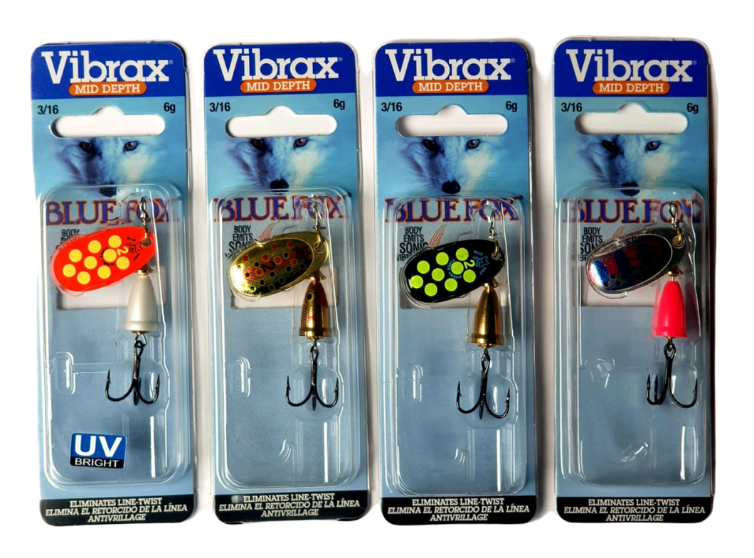 Kit 4 Señuelos de Pesca Vibrax N 2 Spinning Geo