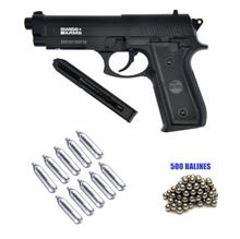 Cargar imagen en el visor de la galería, Pistola Swiss Arms P92 Full Metal BK 10 co2 + 500 Bb
